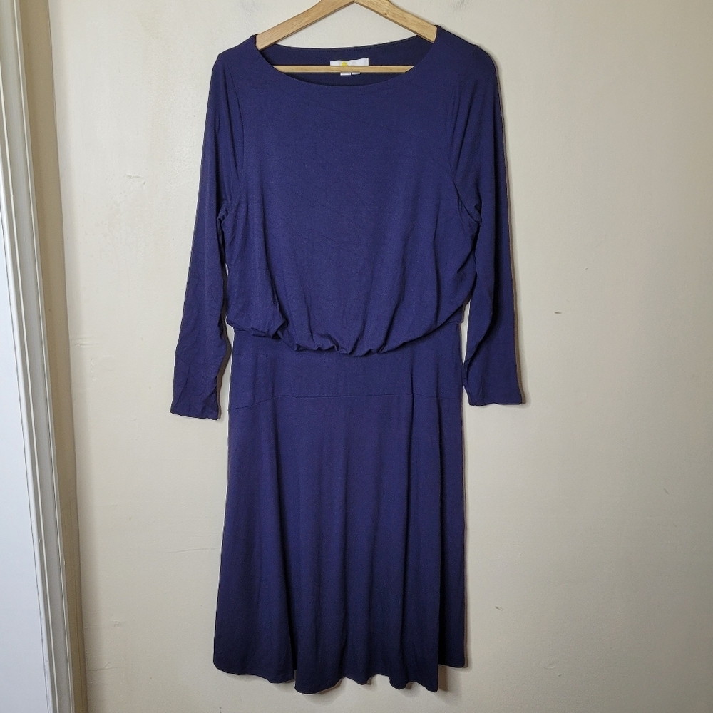 Boden Jersey Knit Navy Blue Midi Dress Size 10 - Picture 2 of 7